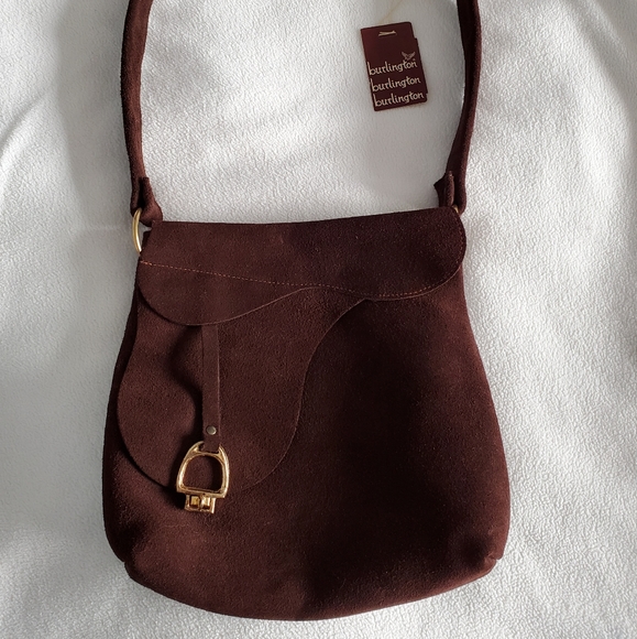 Burlington Handbags - SOLD Burlington Brown Suede Asymmetrical Purse